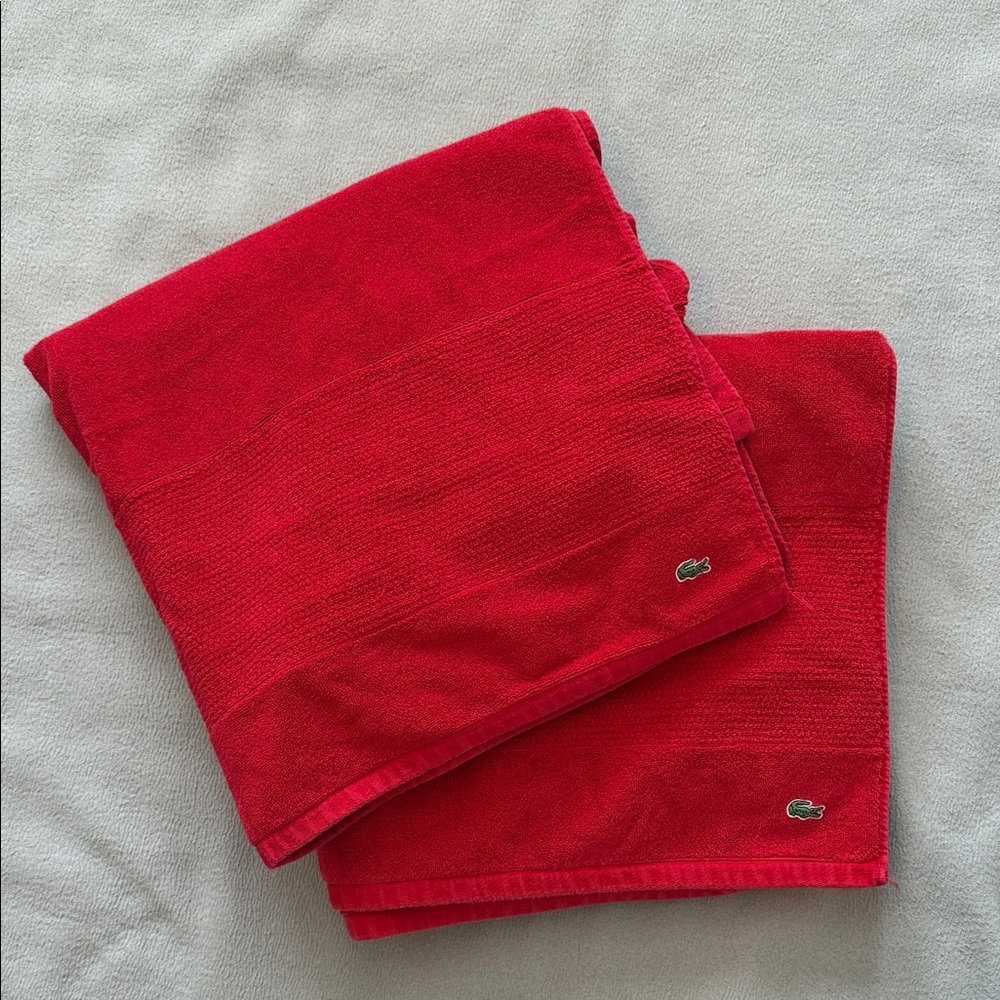 Set of Two Lacoste Home Heritage Supima Cotton Bath Sheets 35" x  70"
